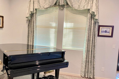 Large elegant living room photo in Phoenix with a music area