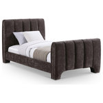 Meridian Furniture - Camila Upholstered Bed, Brown, Twin, Chenille Fabric - Redefine your bedroom with the Camila brown chenille fabric twin bed, enveloped in plush chenille for an irresistibly soft touch. Its deep channel tufting brings both texture and sophistication, lending a bold yet elegant vibe to the contemporary design. This bed makes a striking statement, offering the perfect balance of style and comfort to turn your sleeping space into a modern sanctuary.