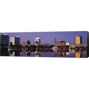 Milwaukee Night Panoramic Gallery Wrapped Canvas Print 45"x16" or 30"x16" 