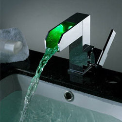 Contemporary Color Changing LED Waterfall Bathroom Sink Faucet - T8005F - Bathroom Sink Faucets