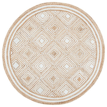 Safavieh Vintage Leather Collection NF889A Rug, Natural/Ivory, 6' X 6' Round