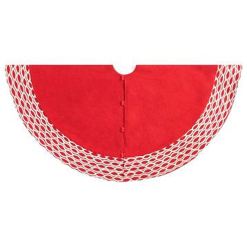Handmade Contemporary Pebble Pattern Tree Skirt in Red
