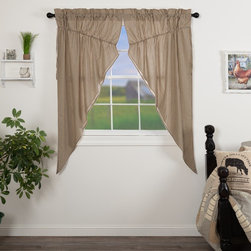 April & Olive - Sawyer Mill Charcoal Ticking Stripe Prairie Short Panel, Set of 2, 63X36x18 - Valances