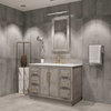 Hugo 48 Single Sink White Marble Countertop Vanity, Gray Oak With Hook Faucet