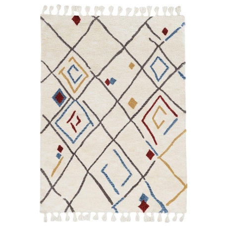 Linon Ibiza Zap Hand Tufted Microfiber Polyester 8'x10' Rug in Ivory