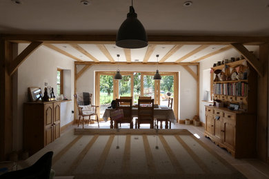 Inspiration for a large rural kitchen/dining room in West Midlands with white walls.