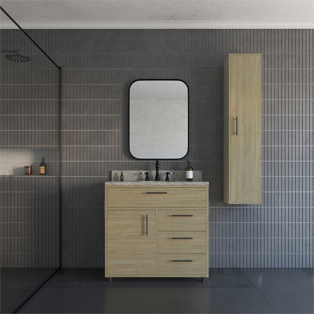 Randalco Austin 36" Modern Wood Bathroom Vanity Cabinet in Toasted Oak ...