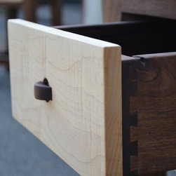 Live Edge Maple King Sized Bed with Walnut Posts and Matching Nightstands - Bedroom Furniture Sets