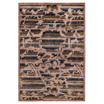 Eclectic, One-of-a-Kind Hand-Knotted Area Rug Beige, 4' 2 x 6' 0