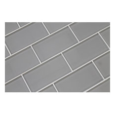 Pearl Gray 3x6 Glass Subway Tile, 3"x6" Tiles, Set of 8