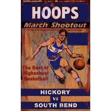 Vintage Basketball Sign Hoops Large