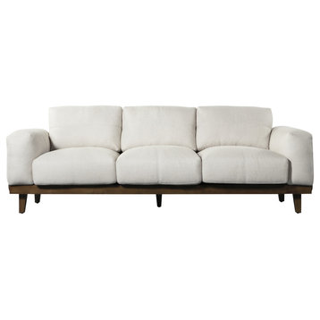 Connor Contemporary Oversized 3 Seater Sofa, Beige/Dark Walnut, Fabric