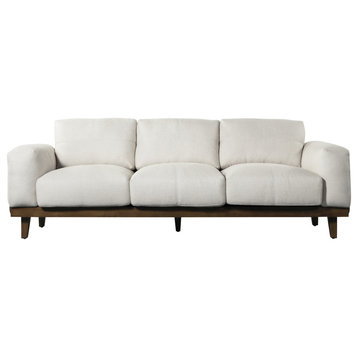 Connor Contemporary Oversized 3 Seater Sofa, Beige/Dark Walnut