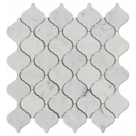 Carrara Italian White Lantern Arabesque 3 Marble, Polished, 10 sq.ft.