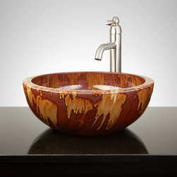 KENNAN HAND-GLAZED VESSEL SINK - MOTTLED RED - Bathroom Sinks