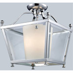 Z-Lite - Ashbury 3 Light Semi-Flush Mount, Chrome - This semi-flush fixture maybe small in size but it is big on looks. This fixture will provide any room of the house with unique modern styling, thanks to chrome geometric shapes and clear beveled on the outside of the fixture. On the inside is a warm glowing matte opal glass, sure to provide any room with the right amount of light.