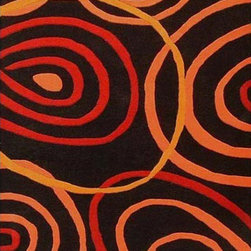 Contempo Black/Red/Orange Hand Tufted NZ Wool Rug - Area Rugs