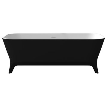 63" Solid Surface Freestanding Bathtub Matte Black Nightshade Series