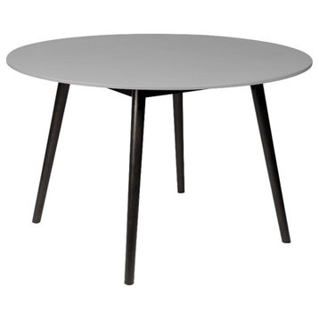 Armen Living Sydney Round Outdoor Wood/Stone Dining Table in Gray/Black