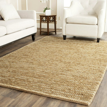 Rectangle Area Rug, Eco Friendly Braided Natural Jute, Beige-Multi/10' X 14'