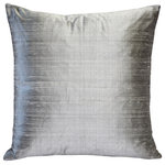 Pillow Decor Ltd. - Pillow Decor Sankara Silk Throw Pillows 18"x18", Silver - This 18 inch silver dupioni silk throw pillow has a life of its own. With the shimmer of silk, this classic silver pillow has a wonderful metallic look that lends itself to either festive or classy décor.