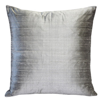 Pillow Decor Sankara Silk Throw Pillows 18"x18", Silver