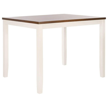 Contemporary Rectangular Dining Table, Rubberwood In White and Natural