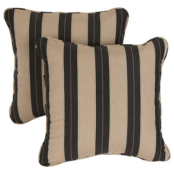 Preston Sunbrella Outdoor Square Pillow, Set of 2, Beige Black, 18x18