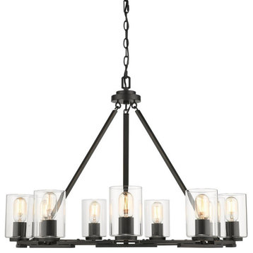 Chandelier 9 Light Steel in Sturdy style - 23.25 Inches high by 32.5 Inches