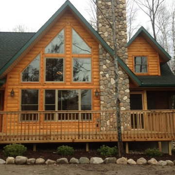 Exterior Log Siding with Stain colors