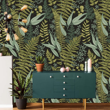 Tropical Green Fern Leaf Wallpaper