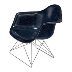 Eames-Style LAR Fiberglass Shell Chair, Arm Shell Low Rod Base, Indigo - Armchairs And Accent Chairs