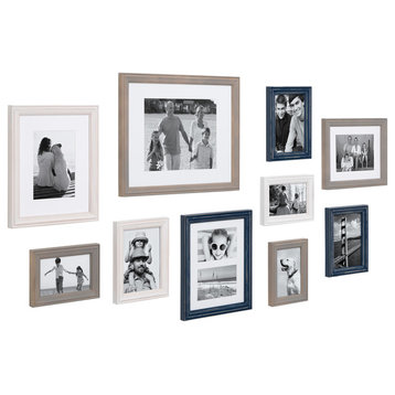 Bordeaux Gallery Wall Wood Picture Frame Set, Multi/Blue 10 Piece