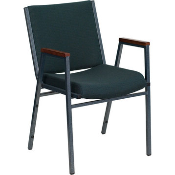Heavy Duty Green Patterned Fabric Stack Chair With Arms