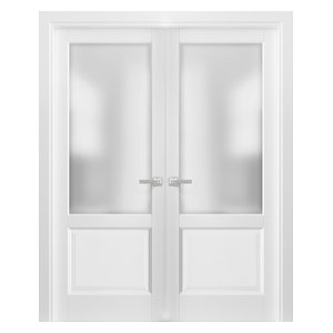 French Double Panel Solid Doors Hardware Lucia 31 Matte