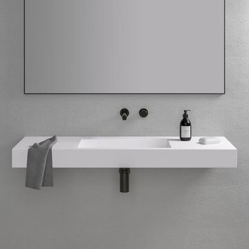 LUSSO STONE AURA STONE RESIN WALL HUNG COUNTER TOP BASIN 1200