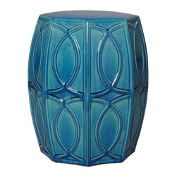 Turquoise Treillage Garden Stool - Home Decor