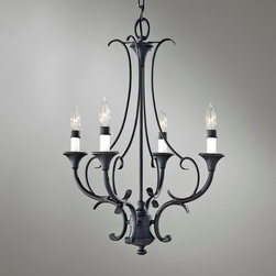 Feiss Peyton 4-Light Mini Chandelier in Black Finish - Chandeliers