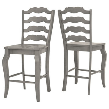 Arbor Hill French Ladder Back Counter Chair, Set of 2, Antique Grey