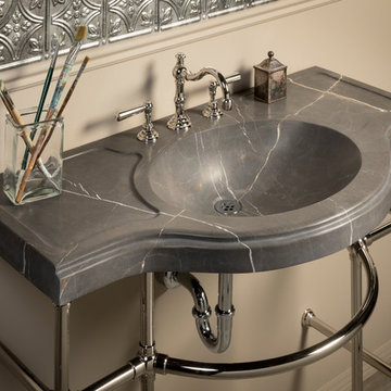Renaissance Console Sink, Marquina Taupe Marble