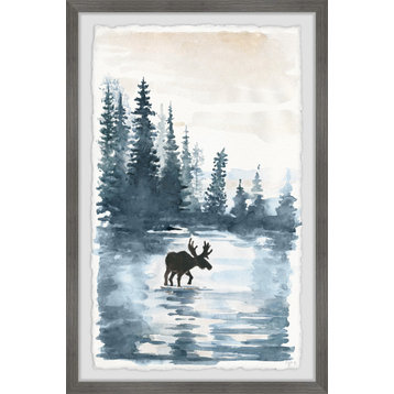 "Crossing the Lake" Framed Painting Print, 12x18