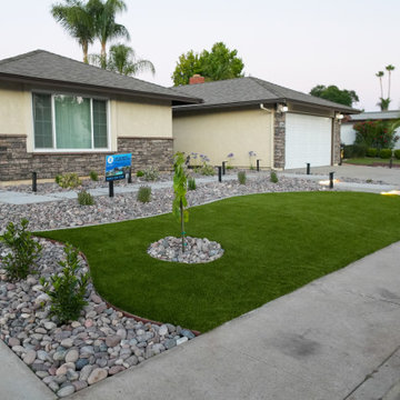 San Diego Front Yard Transformation – Turf, Rock & Landscape Lighting