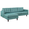 Modway Empress Left-Facing Upholstered Sectional Sofa, Laguna