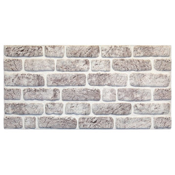 Faux Brick 3D Wall Panels, White Grey, Set of 10, Covers 53 sq ft