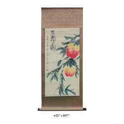 Chinese Hand Painted Reproduction Master Art Works Longevity Peach Scroll - Artwork