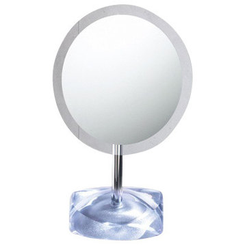 Magnifying Mirror With Round Colored Base, Silver