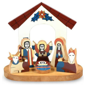 Holy Family Pine Wood Nativity Scene