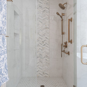 Elegant Master Bathroom White with Champagne Bronze Finishes