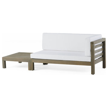Cascada Outdoor Right Arm Loveseat and Coffee Table Set, White/Gray