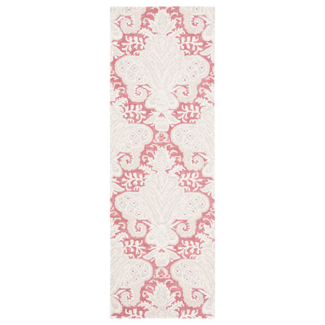 Safavieh Micro-Loop Mlp539U Damask Rug, Pink and Beige, 2'3"x7'0" Runner